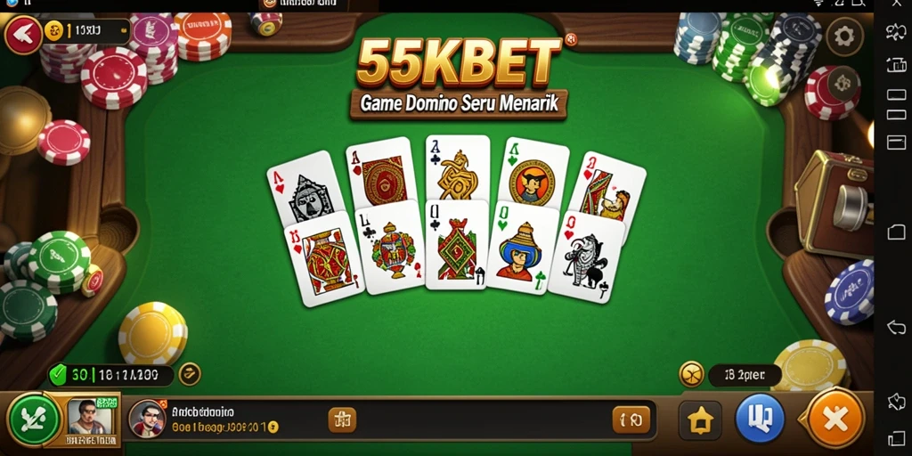 Tampilan gameplay menarik dari aplikasi Domino 55KBET.