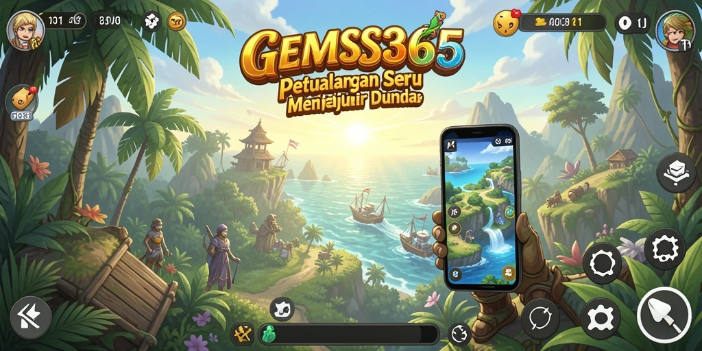 Tampilan gameplay seru di dunia petualangan GEMS365.