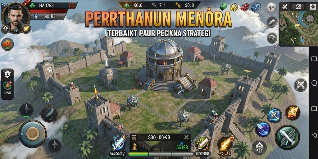 Tampilan menara yang kokoh pada permainan Tower Defense HAO788.