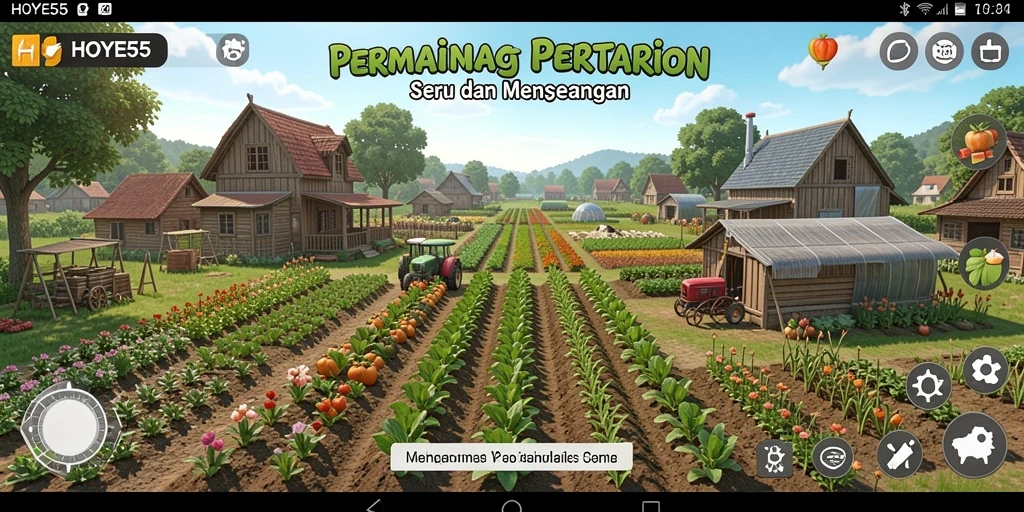 Screenshot gameplay HOYE55 menampilkan aktivitas bertani yang menarik.