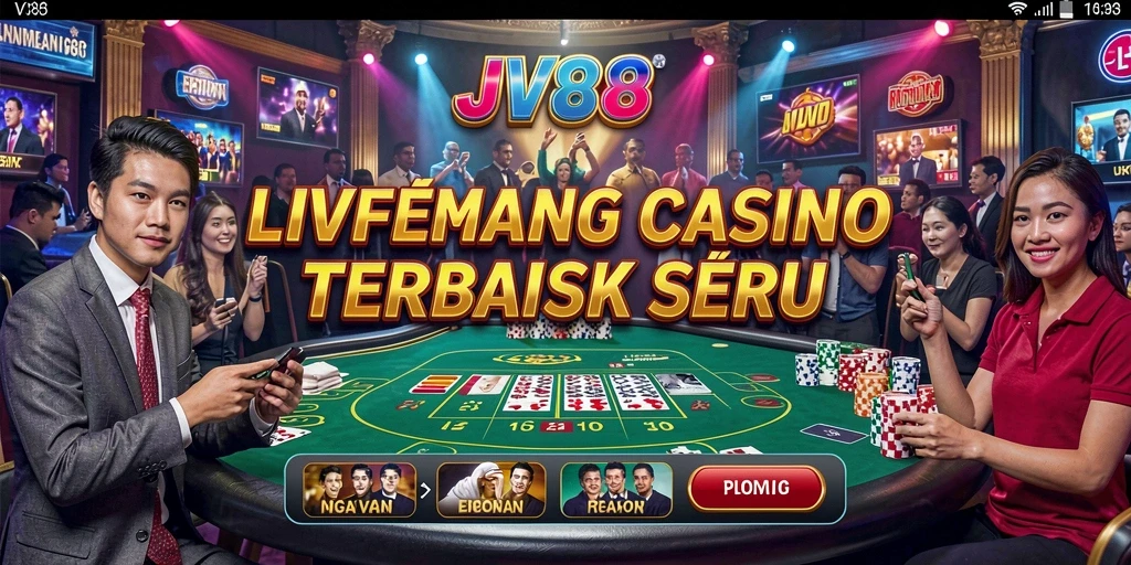 Tampilan gameplay JV88 yang mendebarkan dengan dealer langsung.