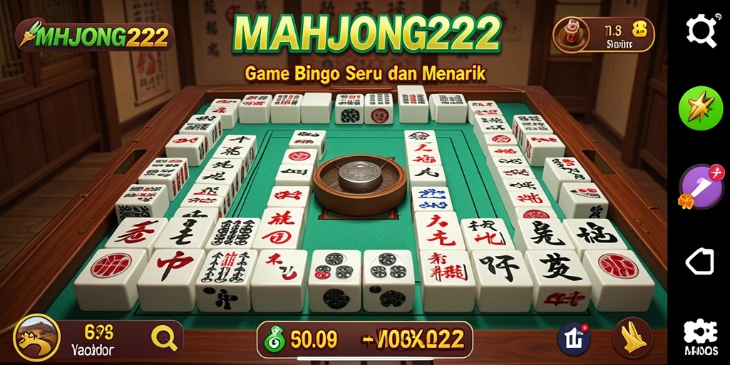 Tampilan gameplay seru MAHJONG222 yang menampilkan tantangan Bingo.