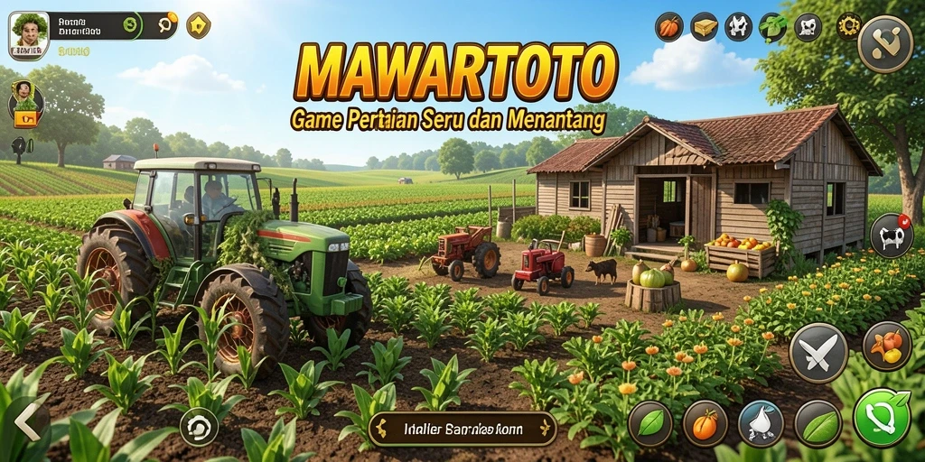 Screenshot gameplay MAWARTOTO yang menampilkan kebun yang subur.