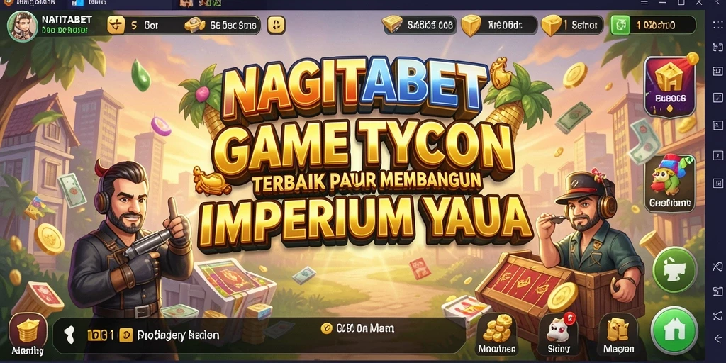 Tampilan gameplay NAGITABET dengan berbagai elemen bisnis Tycoon.