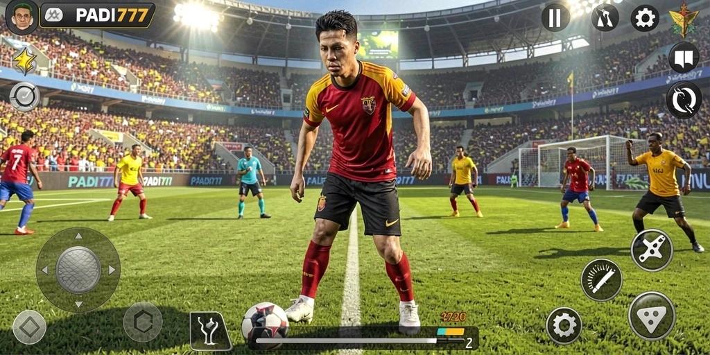 Tangkapan layar utama PADI777 menampilkan pertandingan olahraga yang mendebarkan.