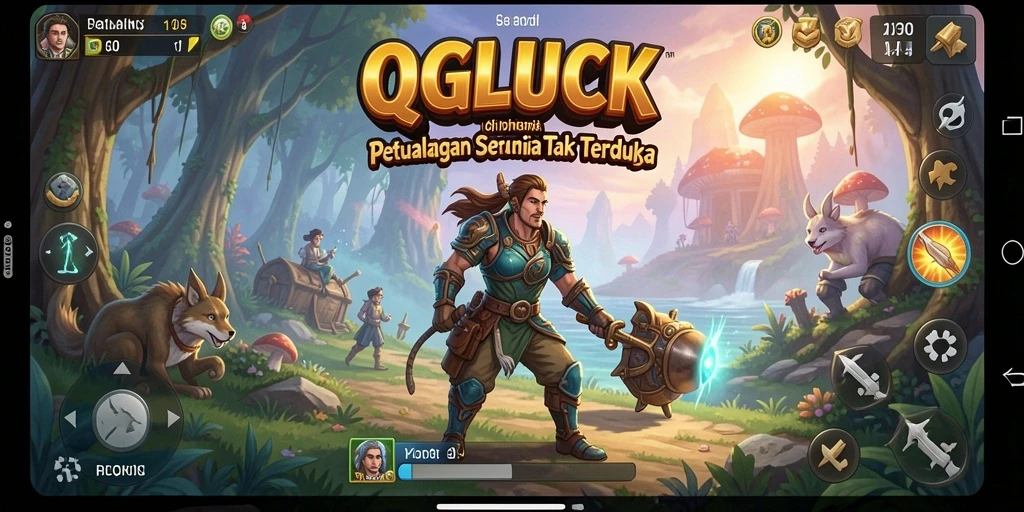Tampilan menarik dari gameplay QGLUCK dengan aksi petualangan mendebarkan.