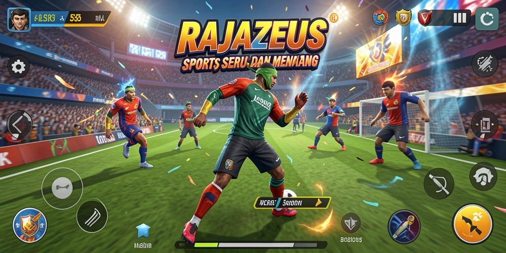 Tampilan dinamis gameplay olahraga di RAJAZEUS.