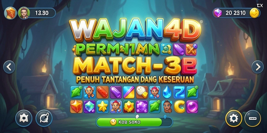 Tangkapan layar gameplay WAJAN4D yang menunjukkan kombinasi match-3 yang seru.