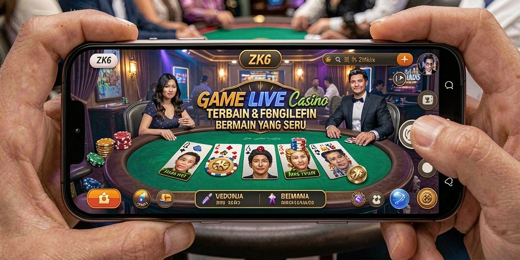 Tampilan gameplay Live Casino yang menarik dan interaktif di ZK6.