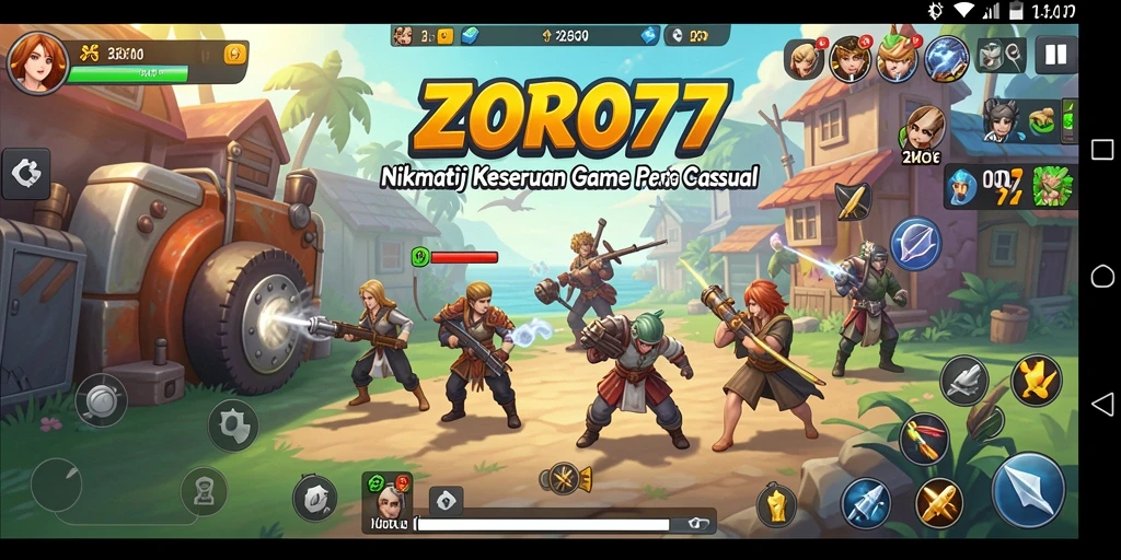 Gameplay menyenangkan ZORO77 dengan karakter lucu dan tantangan seru.
